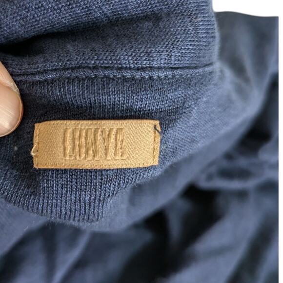 Lunya Linen Knit Cardigan Deep Blue Pockets One Size Open Front Sweater Robe - Picture 7 of 10